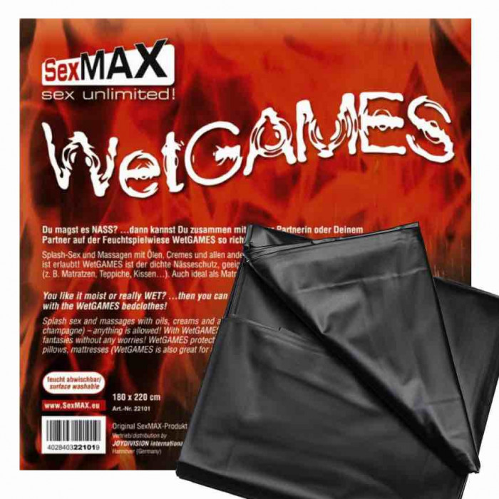SEXMAX - WETGAMES SEX-SHEET, 180 X 220 CM, NEGRO