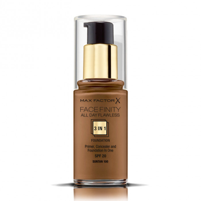FACEFINITY ALL DAY FLAWLESS 3 IN 1 FOUNDATION 100-SUNTAN