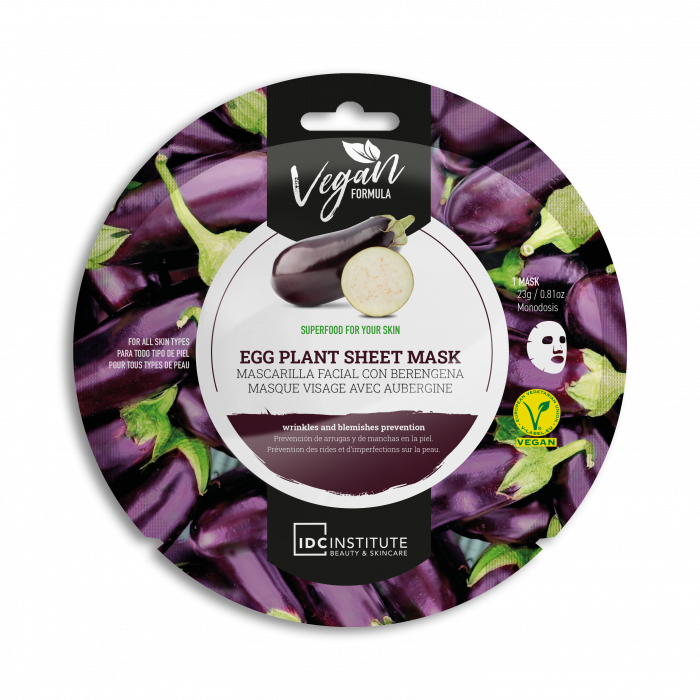 IDC INSTITUTE MASK EGG PLANT FOR ALL SKIN TYPES 23G HELPS PREVENT NEW WRINKLES AND BLEMISHES ON THE SKIN