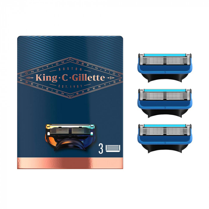 GILLETTE KING SHAVE & EDGING RAZOR BLADES X 3 CARTRIDGES