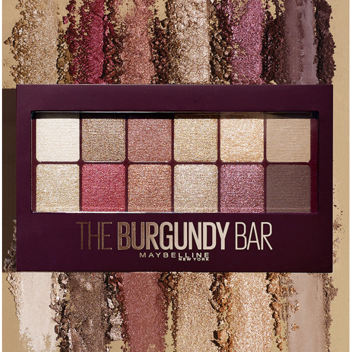 MAYBELLINE THE BURGUNDY BAR PALETA DE SOMBRAS DE OJOS 12 SOMBRAS COLORES NUDE Y GRANATES- 9,6 G